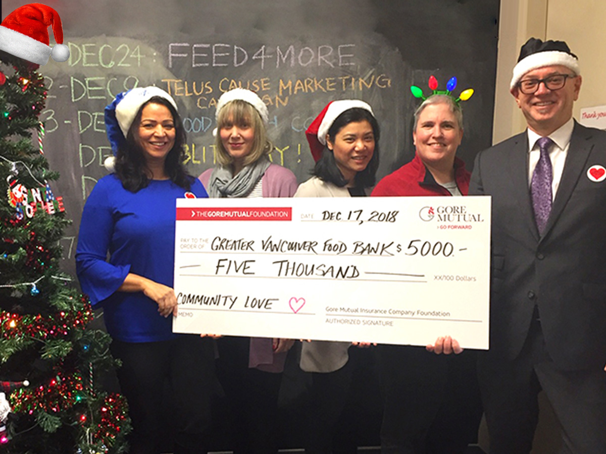 Gore Mutual image of check Celebrating the Holidays by Giving $40,000 to Canadian Food Banks